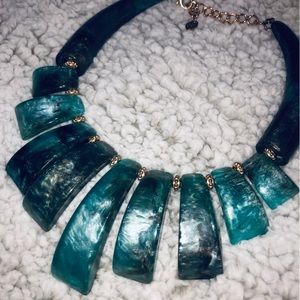 Super chunky turquoise tone necklace